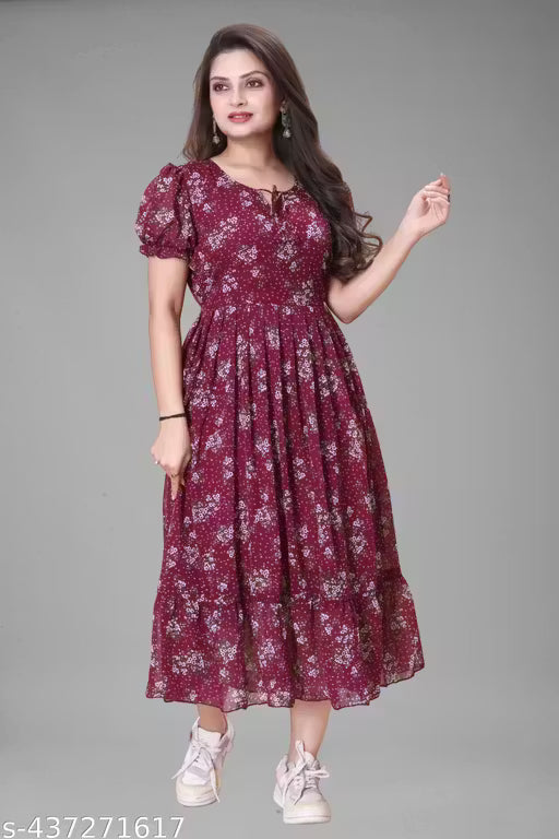 Woman Maroon Maxi Dress