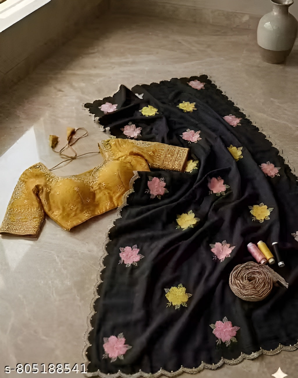Women's New Vichitra Silk With Floral Saree