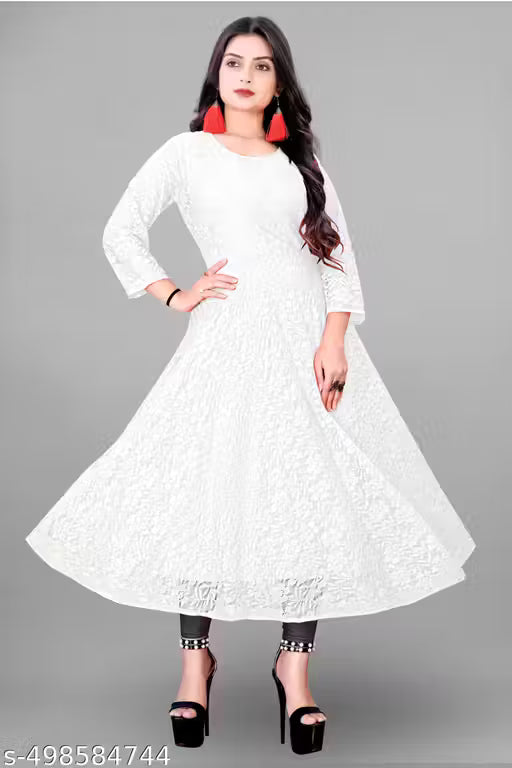 Graceful Embroidered Net Gown for Women