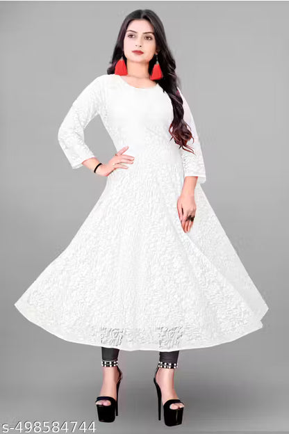 Graceful Embroidered Net Gown for Women
