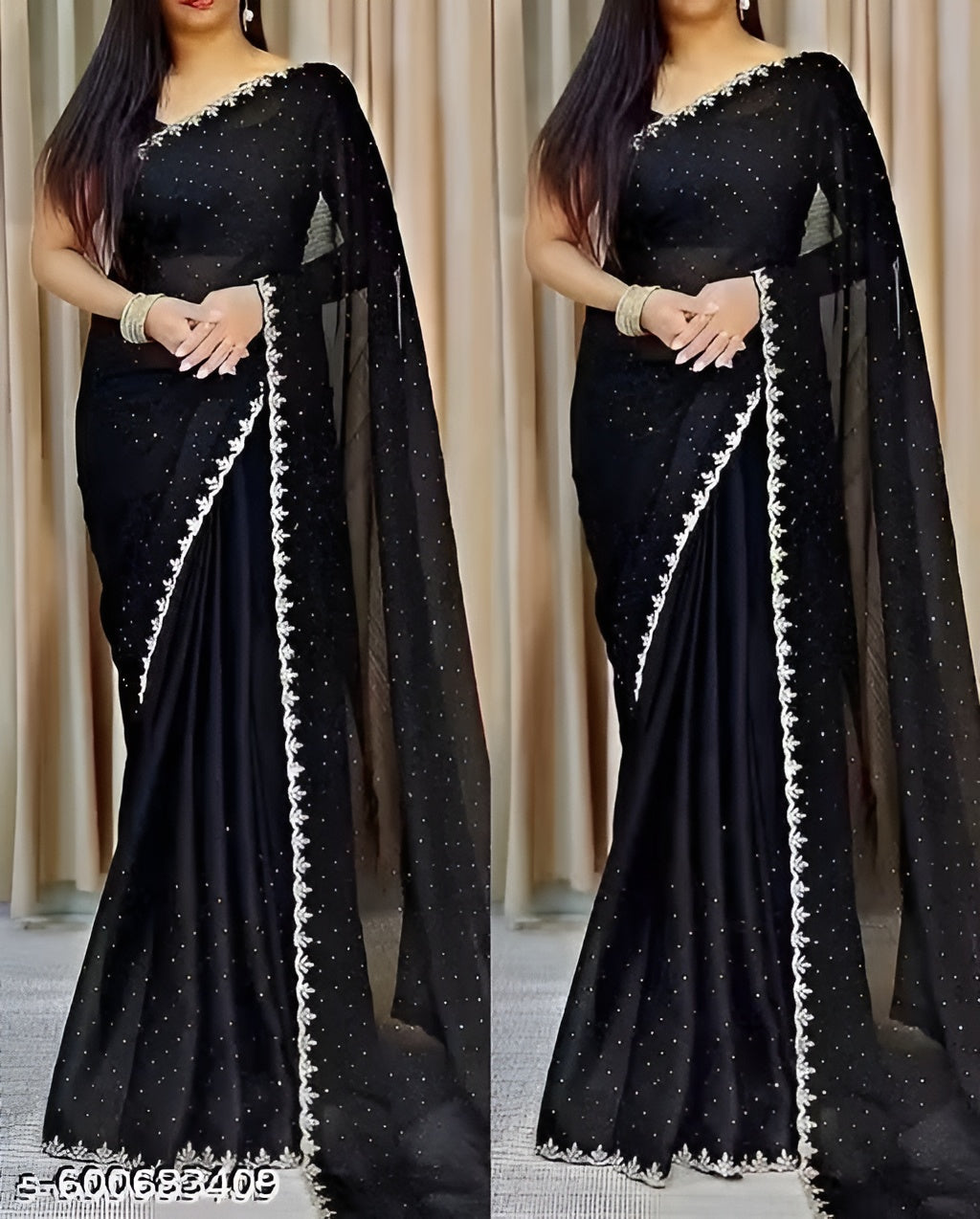 Trendy Pretty New Black Saree