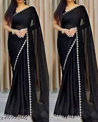 Trendy Pretty New Black Saree