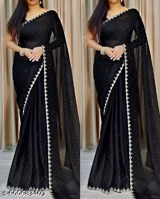 Trendy Pretty New Black Saree