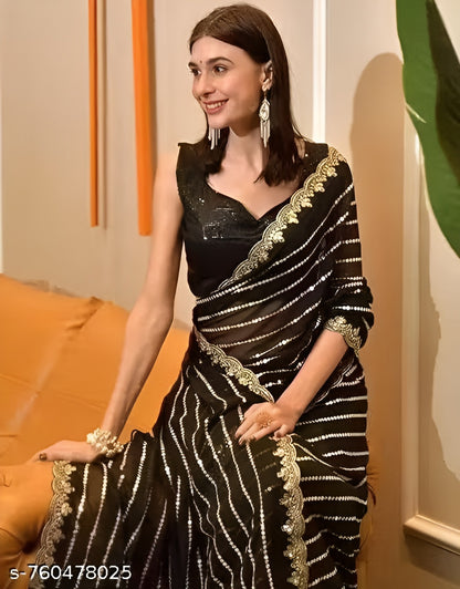 Party Wear Georgette Work Saree