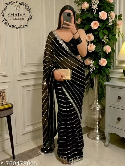 Party Wear Georgette Work Saree