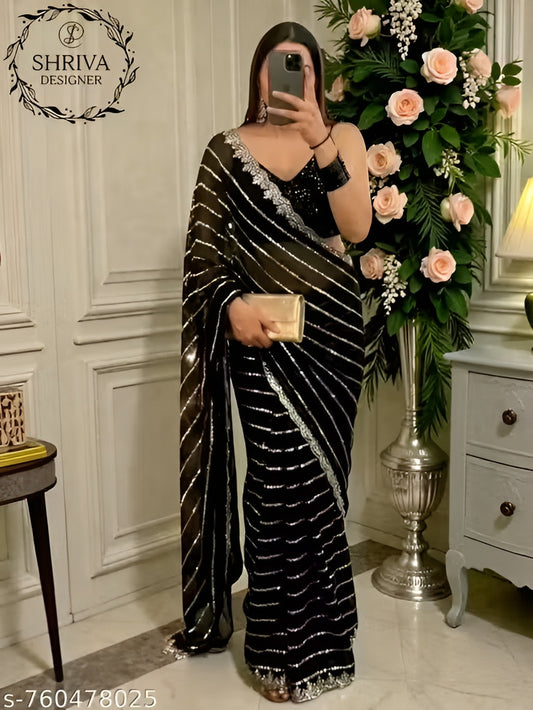 Party Wear Georgette Work Saree