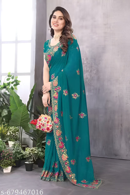 Georgette Cut Sarees For Women