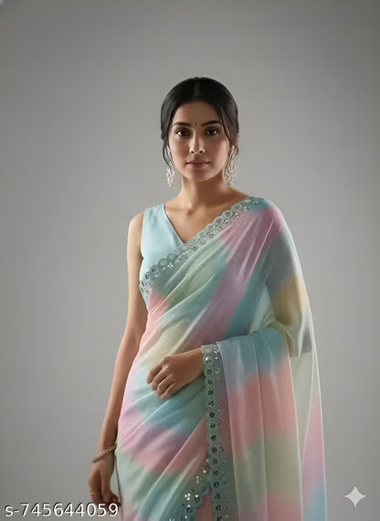 Cut Work Georgette Saree