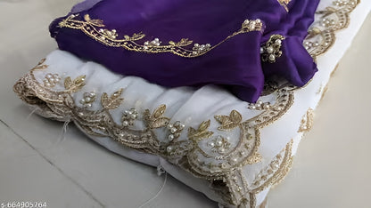 White Saree With Purple Blouse