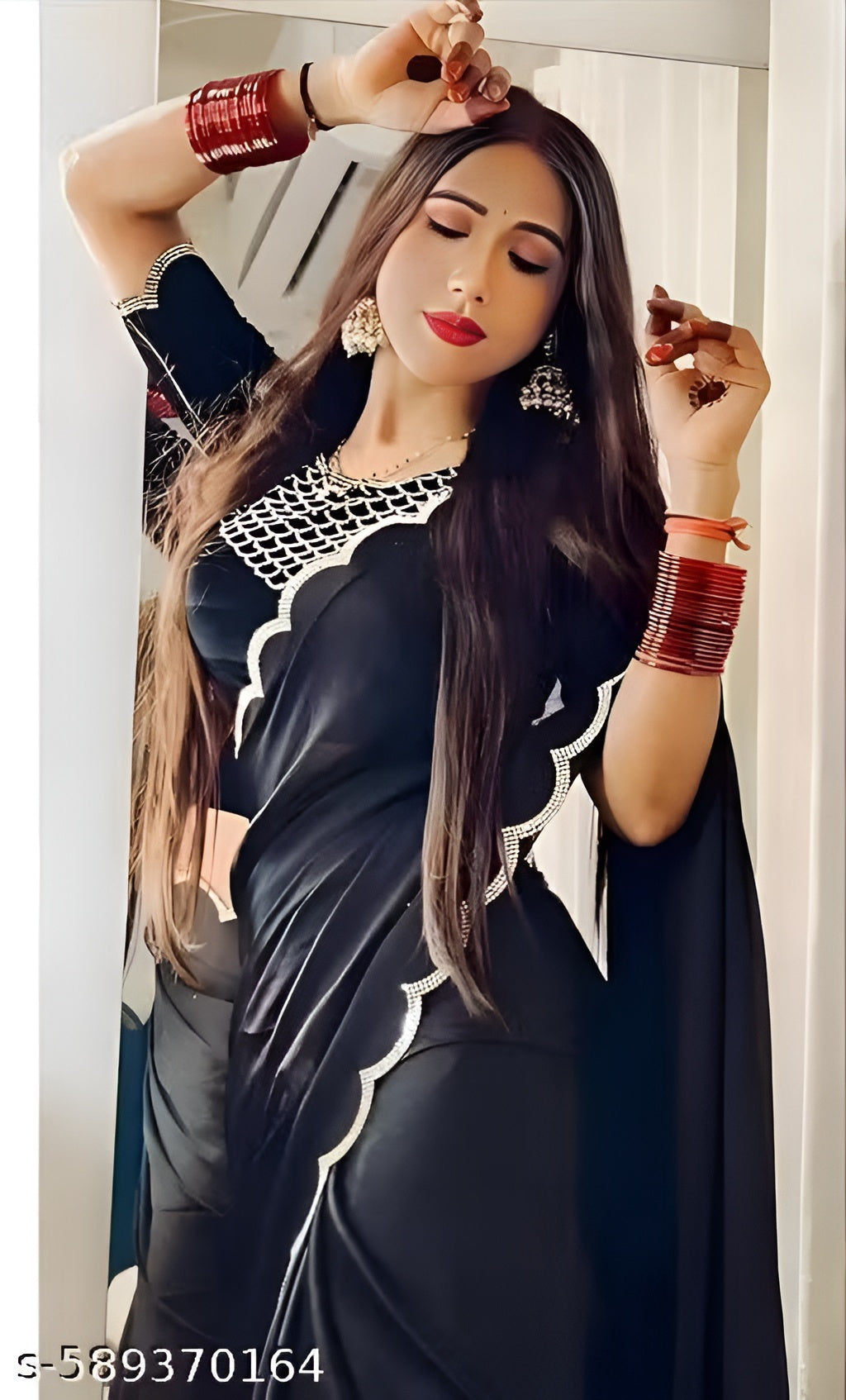 Black Diamond Work Saree