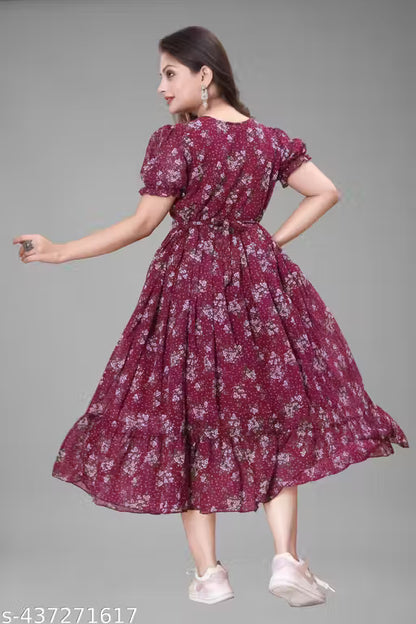 Woman Maroon Maxi Dress