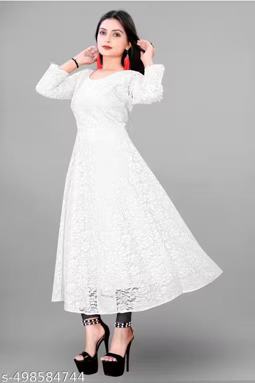 Graceful Embroidered Net Gown for Women