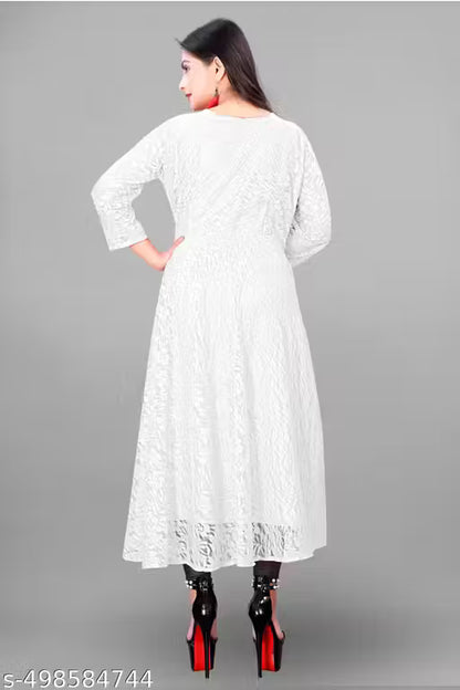 Graceful Embroidered Net Gown for Women