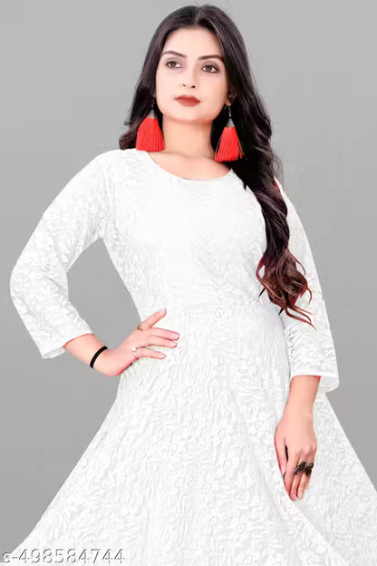 Graceful Embroidered Net Gown for Women