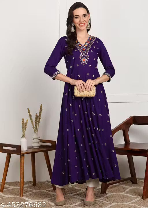 Anarkali Flared Sequin Embroidered